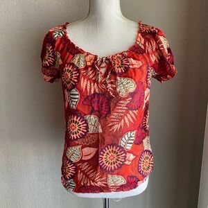 Old Navy Red Floral Blouse